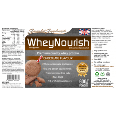 Whey protein chocolate flavour from whey concentrate 1